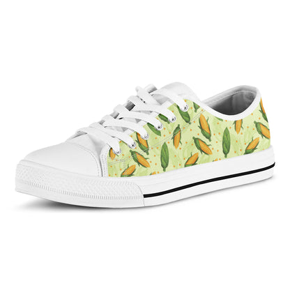 Corncob Pattern Print White Low Top Shoes