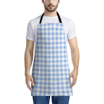 Cornflower Blue And White Gingham Print Apron
