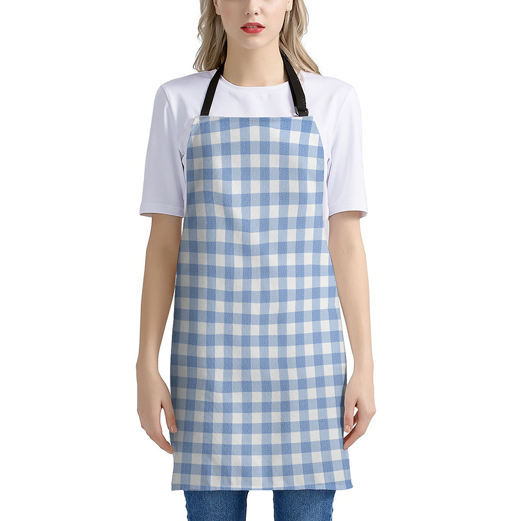 Cornflower Blue And White Gingham Print Apron
