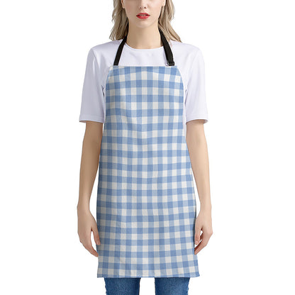 Cornflower Blue And White Gingham Print Apron