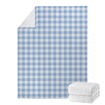 Cornflower Blue And White Gingham Print Blanket