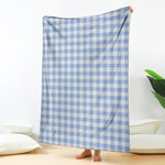Cornflower Blue And White Gingham Print Blanket