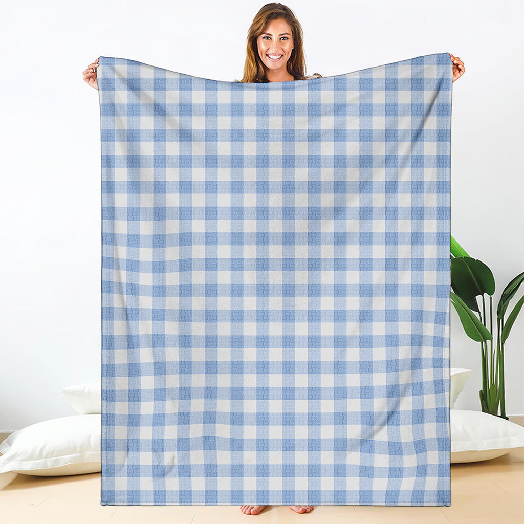 Cornflower Blue And White Gingham Print Blanket