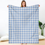 Cornflower Blue And White Gingham Print Blanket