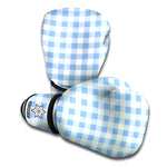 Cornflower Blue And White Gingham Print Boxing Gloves
