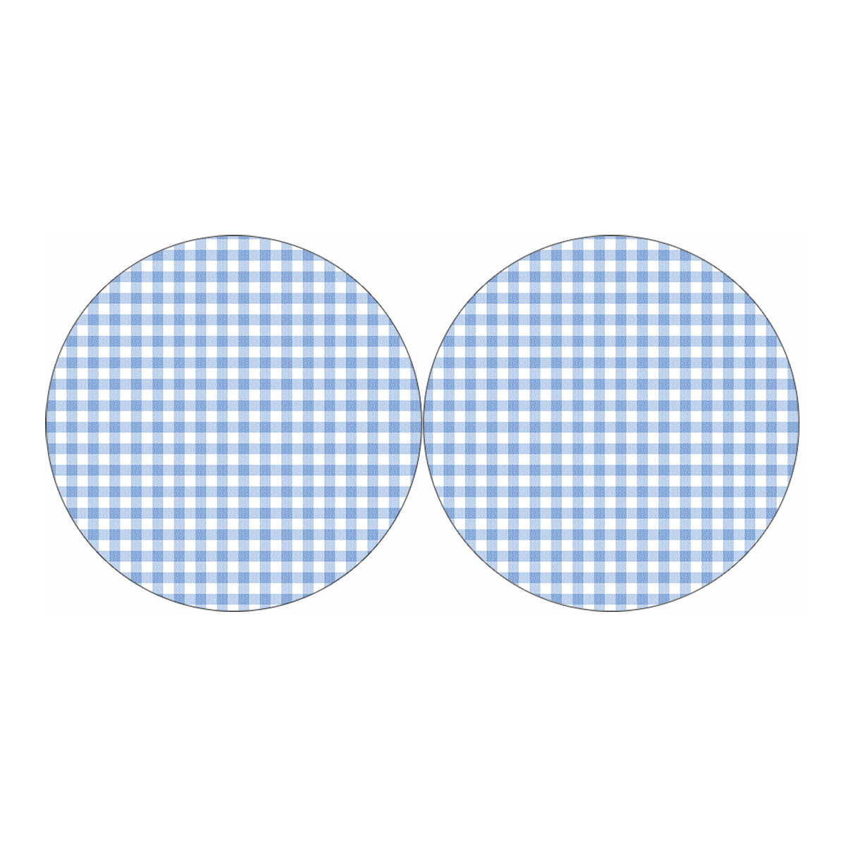 Cornflower Blue And White Gingham Print Car Coasters