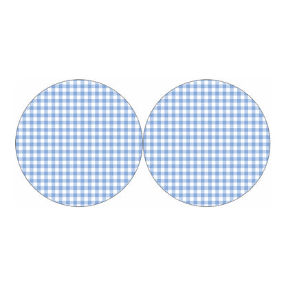 Cornflower Blue And White Gingham Print Car Coasters