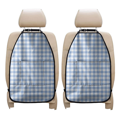 Cornflower Blue And White Gingham Print Car Seat Organizers