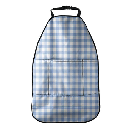 Cornflower Blue And White Gingham Print Car Seat Organizers