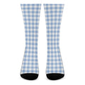Cornflower Blue And White Gingham Print Crew Socks