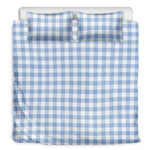 Cornflower Blue And White Gingham Print Duvet Cover Bedding Set