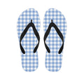 Cornflower Blue And White Gingham Print Flip Flops