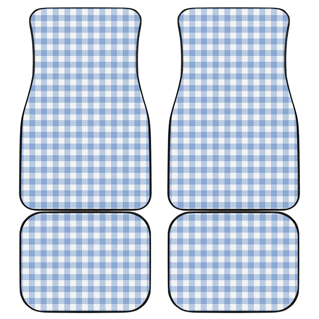 Cornflower Blue And White Gingham Print Front and Back Car Floor Mats