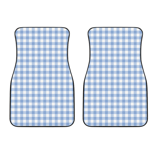 Cornflower Blue And White Gingham Print Front Car Floor Mats