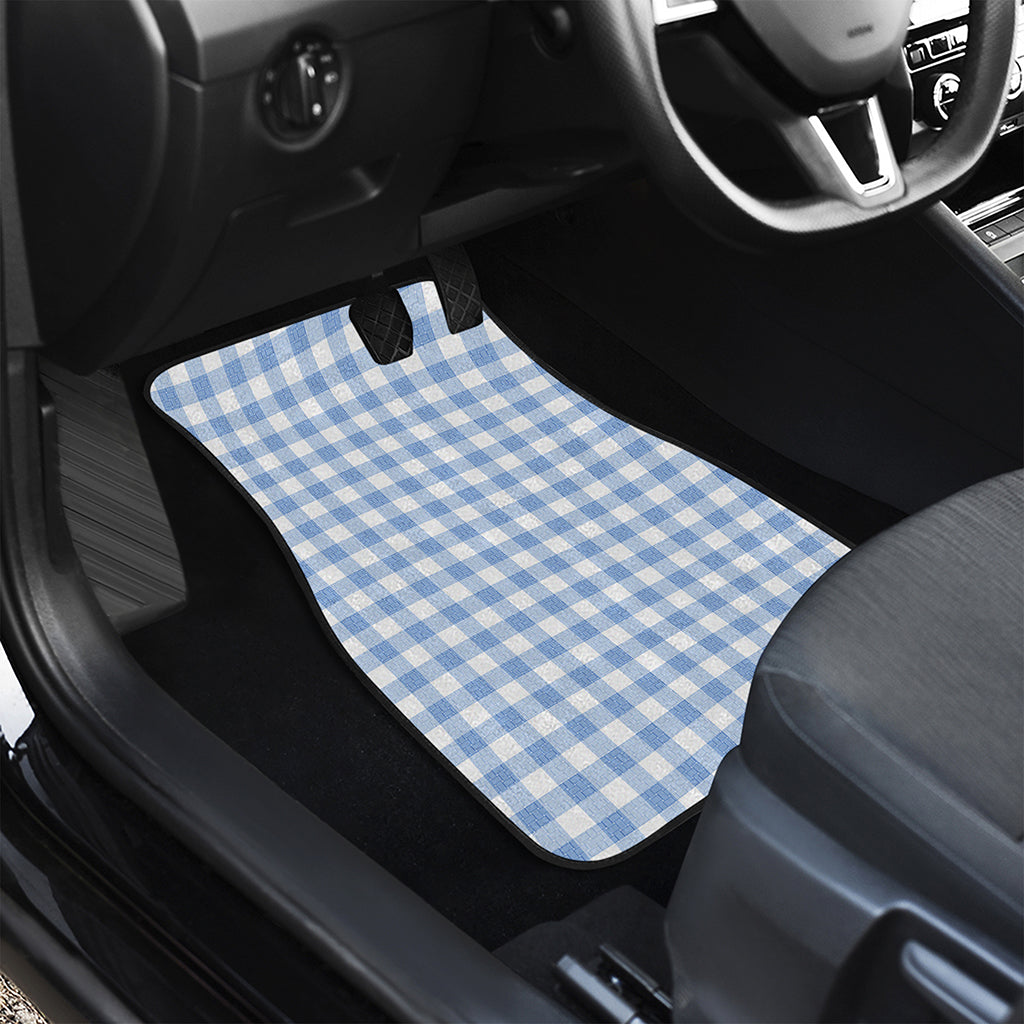 Cornflower Blue And White Gingham Print Front Car Floor Mats