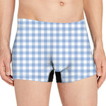 Cornflower Blue And White Gingham Print Men's Boxer Briefs