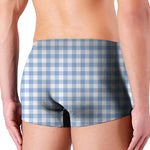 Cornflower Blue And White Gingham Print Men's Boxer Briefs