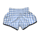 Cornflower Blue And White Gingham Print Muay Thai Boxing Shorts