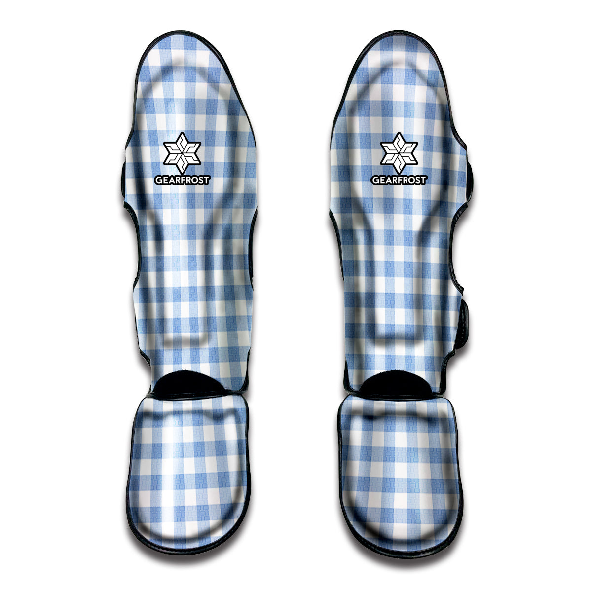 Cornflower Blue And White Gingham Print Muay Thai Shin Guard