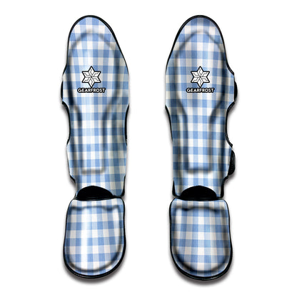 Cornflower Blue And White Gingham Print Muay Thai Shin Guard