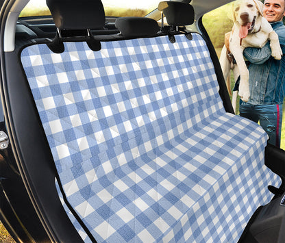 Cornflower Blue And White Gingham Print Pet Car Back Seat Cover