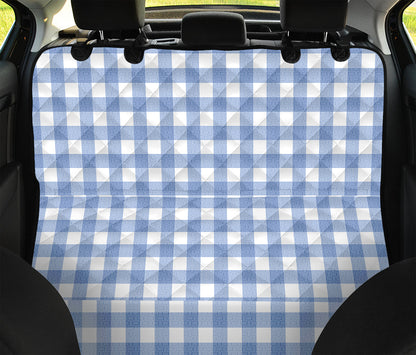 Cornflower Blue And White Gingham Print Pet Car Back Seat Cover