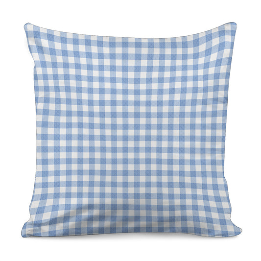 Cornflower Blue And White Gingham Print Pillow Cover