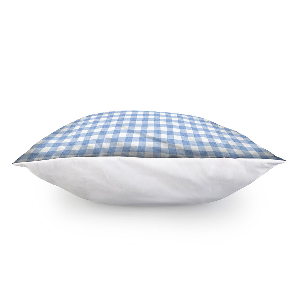 Cornflower Blue And White Gingham Print Pillow Cover