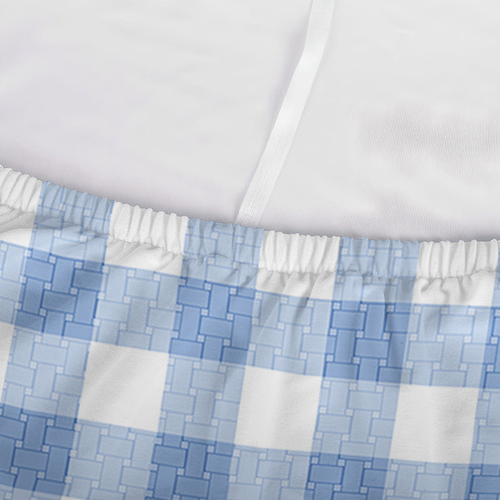 Cornflower Blue And White Gingham Print Sofa Cover