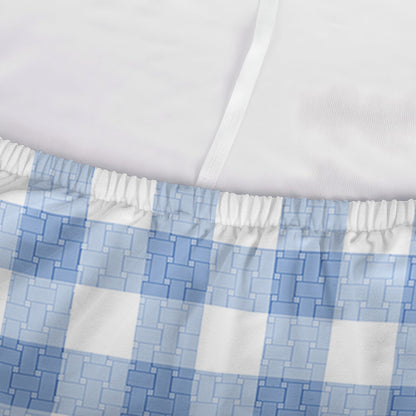 Cornflower Blue And White Gingham Print Sofa Cover