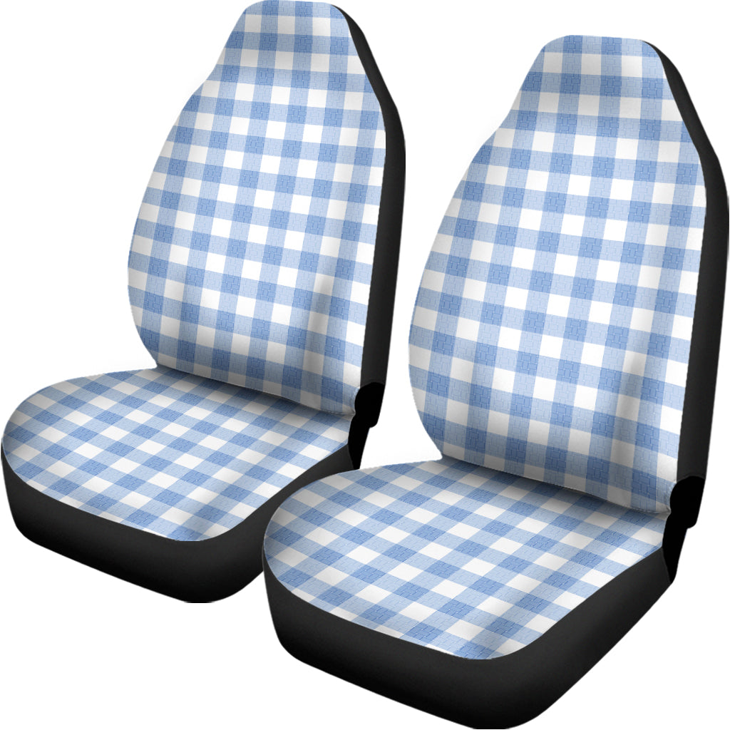Cornflower Blue And White Gingham Print Universal Fit Car Seat Covers