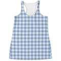 Cornflower Blue And White Gingham Print Women's Racerback Tank Top