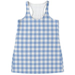 Cornflower Blue And White Gingham Print Women's Racerback Tank Top