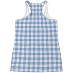 Cornflower Blue And White Gingham Print Women's Racerback Tank Top