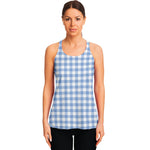 Cornflower Blue And White Gingham Print Women's Racerback Tank Top