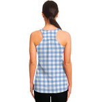 Cornflower Blue And White Gingham Print Women's Racerback Tank Top