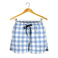 Cornflower Blue And White Gingham Print Women's Shorts