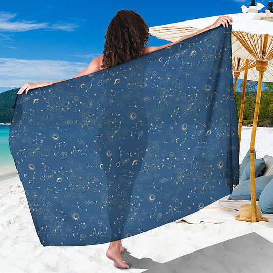 Cosmic Constellation Pattern Print Beach Sarong Wrap