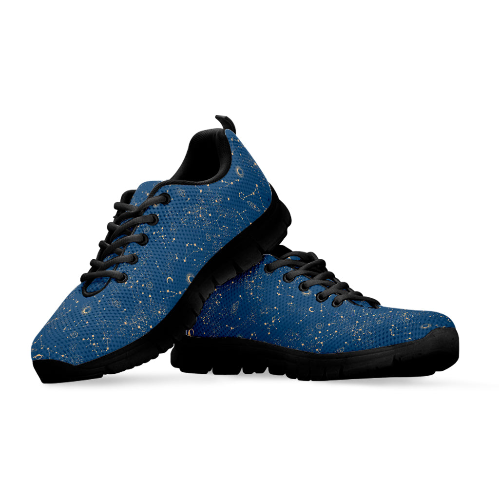 Cosmic Constellation Pattern Print Black Sneakers