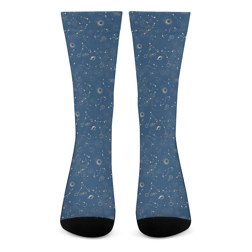 Cosmic Constellation Pattern Print Crew Socks