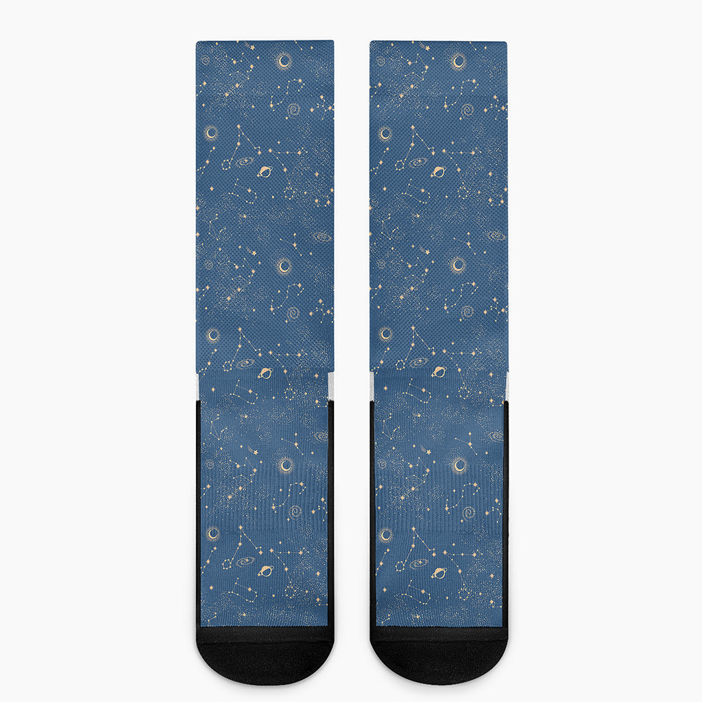 Cosmic Constellation Pattern Print Crew Socks