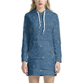 Cosmic Constellation Pattern Print Pullover Hoodie Dress