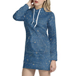 Cosmic Constellation Pattern Print Hoodie Dress