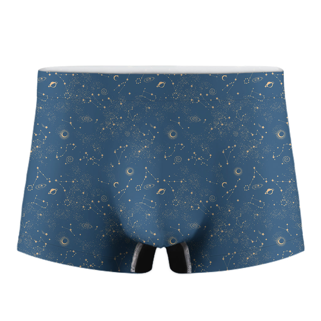 Cosmic Constellation Pattern Print Men's Boxer Briefs