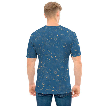Cosmic Constellation Pattern Print Men's T-Shirt