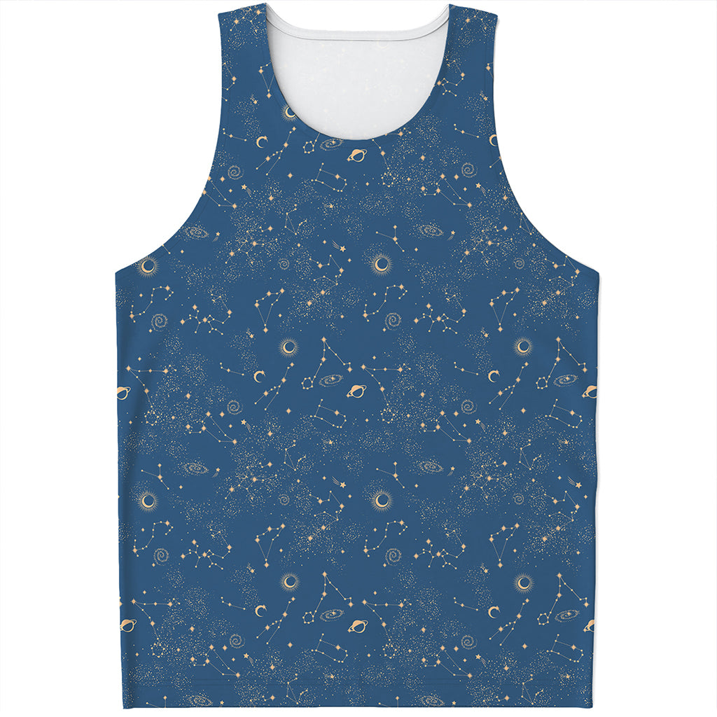 Cosmic Constellation Pattern Print Men's Tank Top