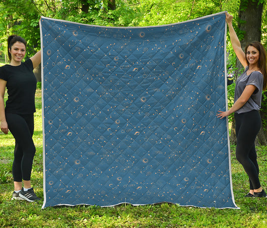 Cosmic Constellation Pattern Print Quilt