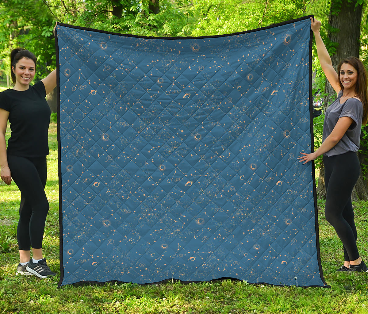 Cosmic Constellation Pattern Print Quilt