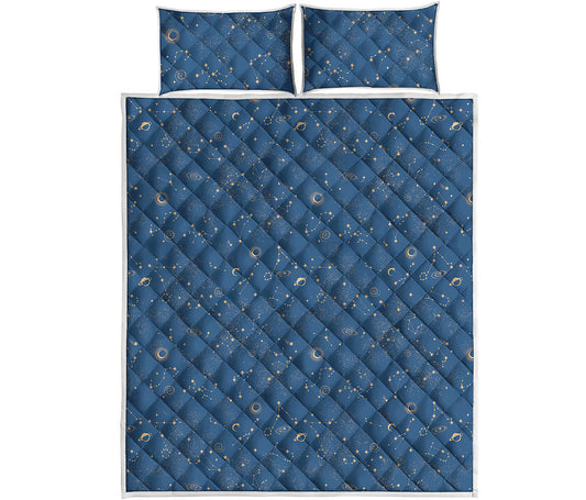 Cosmic Constellation Pattern Print Quilt Bed Set