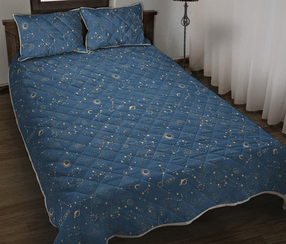 Cosmic Constellation Pattern Print Quilt Bed Set